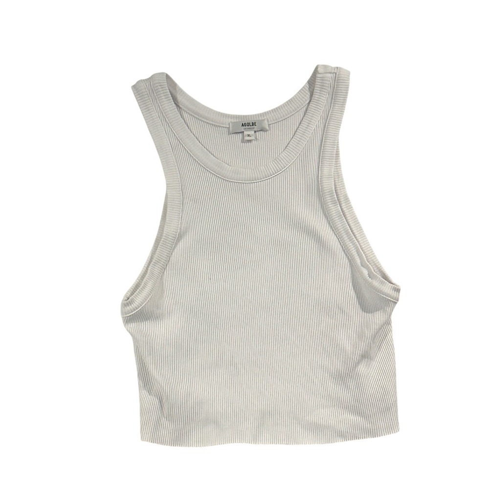 Agolde Bailey‎ Tank White Ribbed Knit Sleeveless Top XL